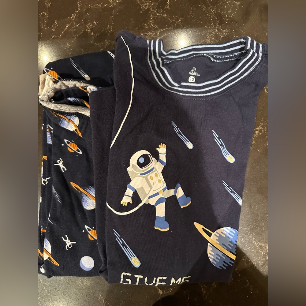 PJ SLEEP Boys Size 12 Set of Pajamas Navy with Space Graphics